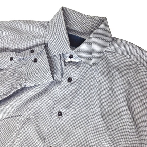 David Donahue Other - David Donahue Blue Micro Check Dress Shirt 16 34/35